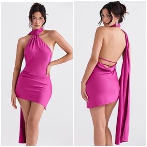 HOUSE OF CB Aida Asymmetric Wrap Neck Dress | Size Small